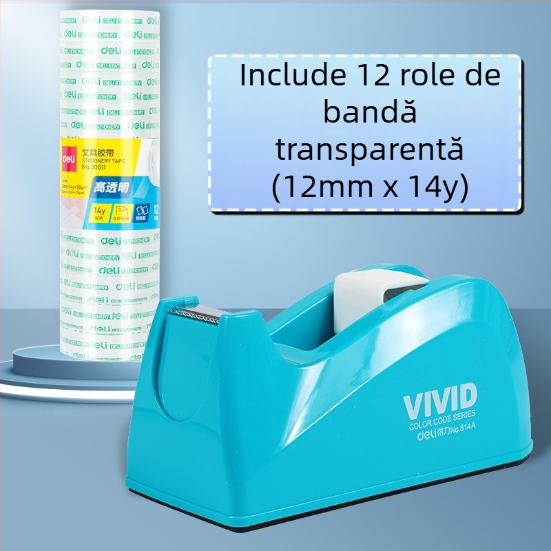 Tăietor de bandă transparent cu suport, corp din plastic