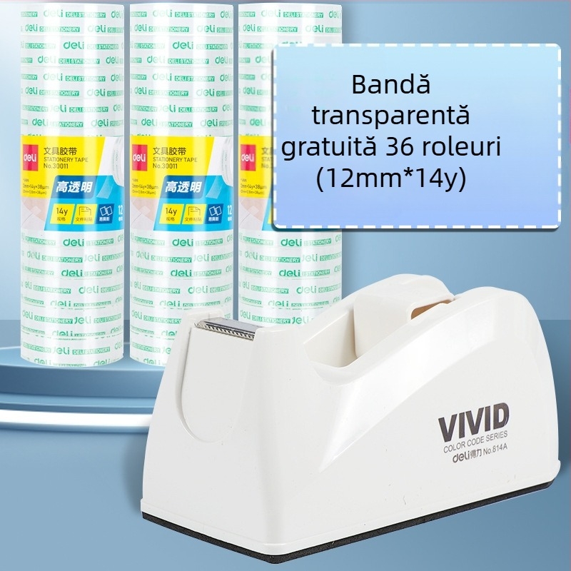Tăietor de bandă transparent cu suport, corp din plastic