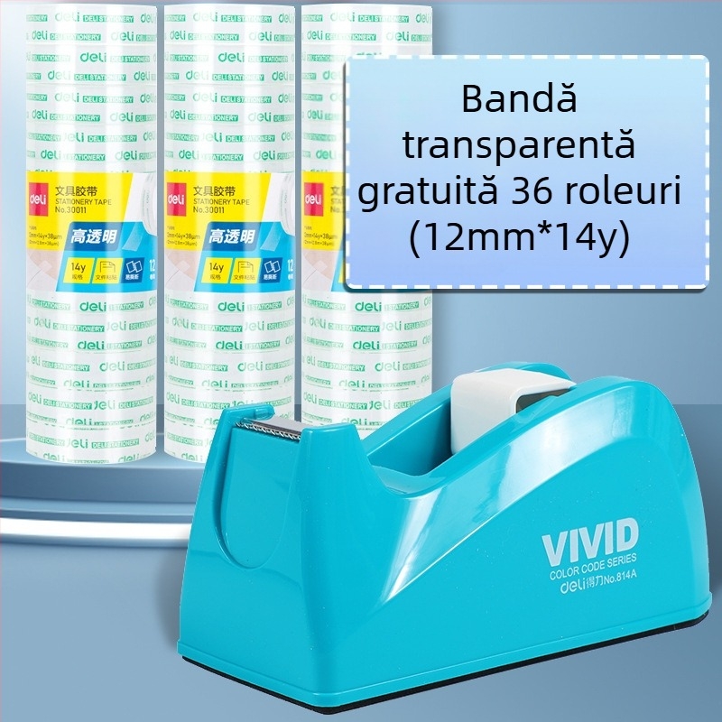 Tăietor de bandă transparent cu suport, corp din plastic