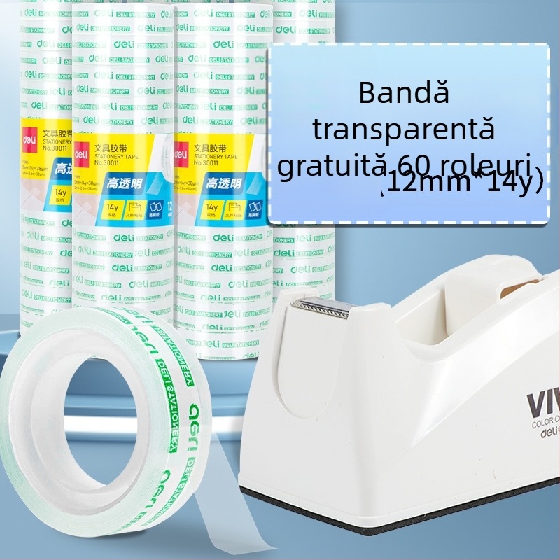 Tăietor de bandă transparent cu suport, corp din plastic