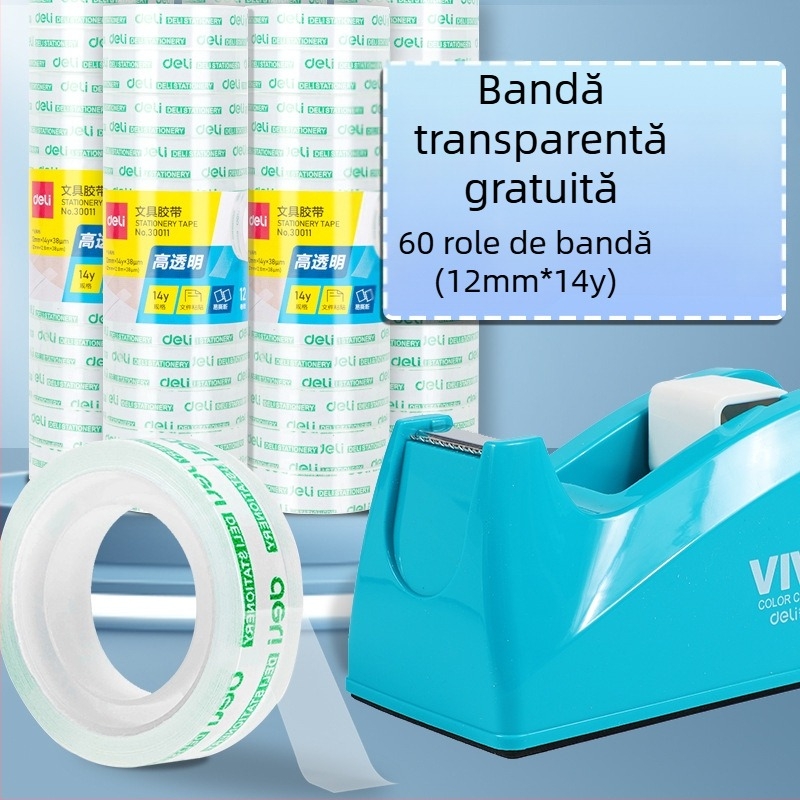 Tăietor de bandă transparent cu suport, corp din plastic