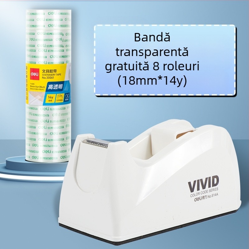 Tăietor de bandă transparent cu suport, corp din plastic