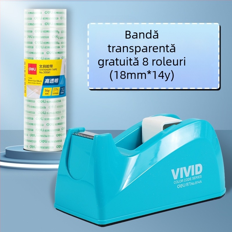 Tăietor de bandă transparent cu suport, corp din plastic