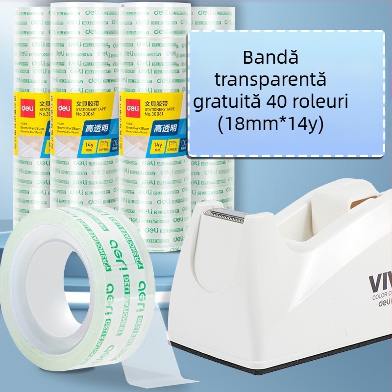 Tăietor de bandă transparent cu suport, corp din plastic