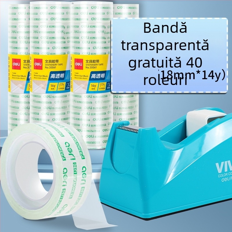Tăietor de bandă transparent cu suport, corp din plastic