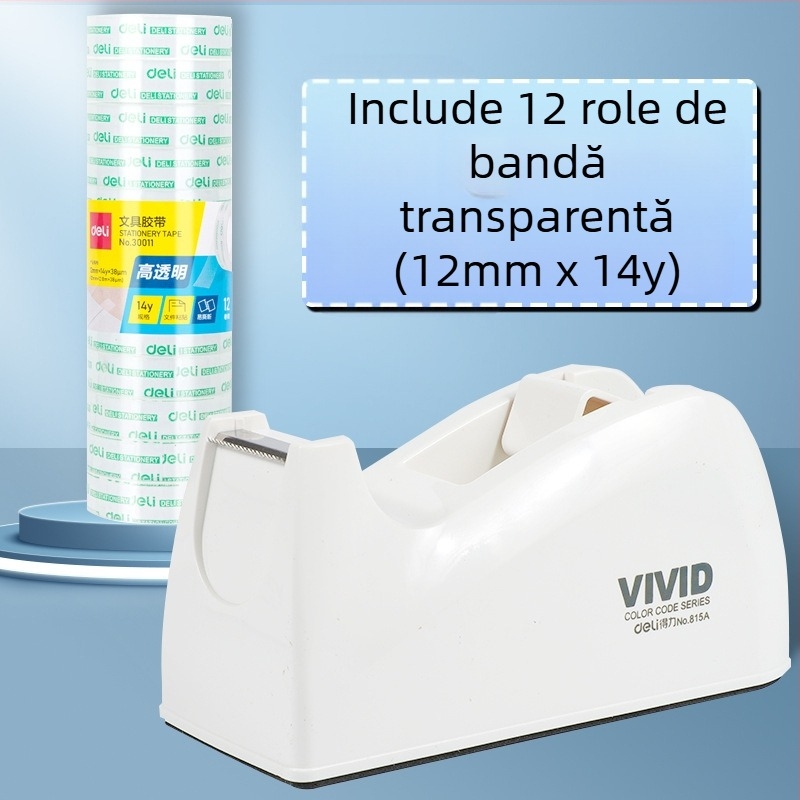 Tăietor de bandă transparent cu suport, corp din plastic
