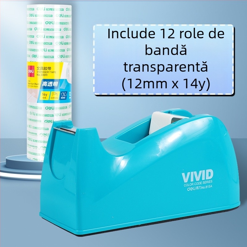 Tăietor de bandă transparent cu suport, corp din plastic