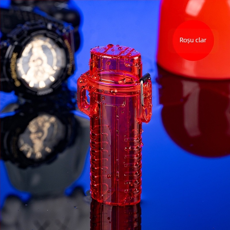 Set de 4: Carcasă impermeabilă pentru țigări și capac pentru brichetă, compatibil Bic J6, din plastic, personalizare disponibilă, imprimare logo