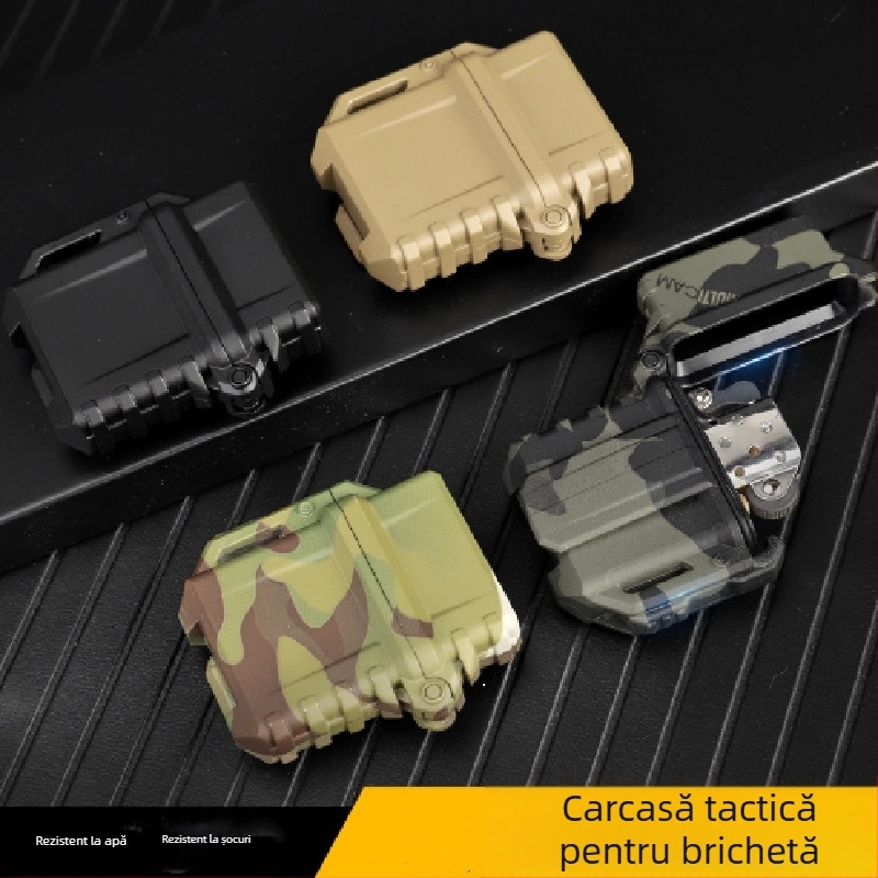 Carcasă universală pentru brichetă tactică outdoor — impermeabilă, rezistentă la șocuri, cu mecanism ZP interior, construcție din plastic, procesare personalizabilă