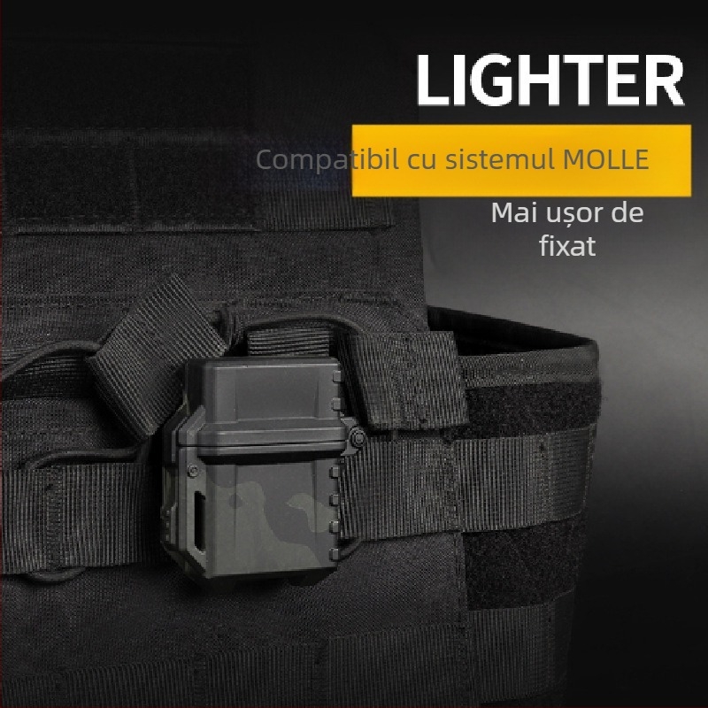 Carcasă universală pentru brichetă tactică outdoor — impermeabilă, rezistentă la șocuri, cu mecanism ZP interior, construcție din plastic, procesare personalizabilă