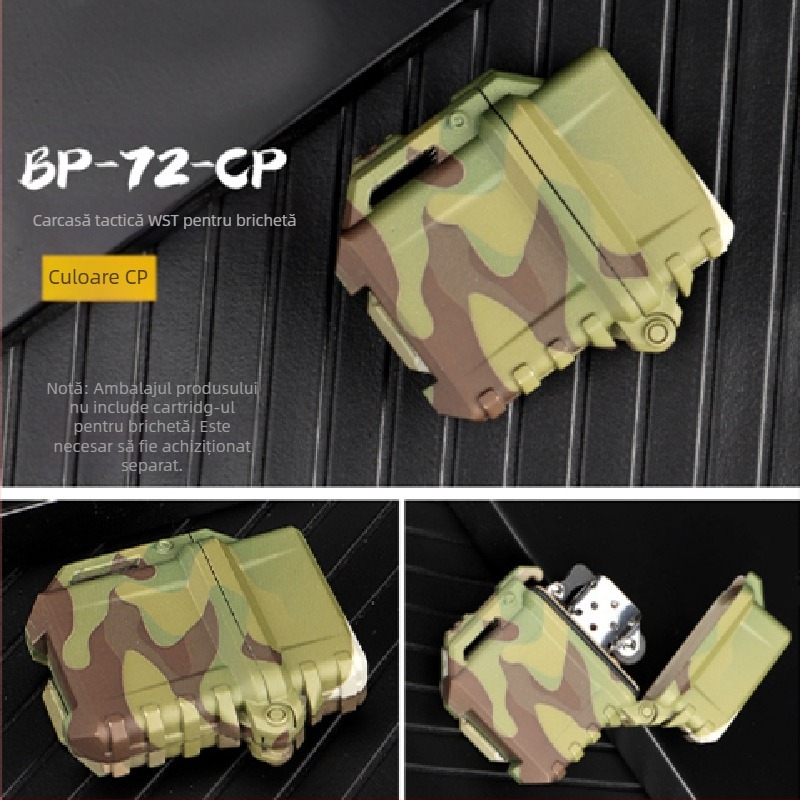 Carcasă universală pentru brichetă tactică outdoor — impermeabilă, rezistentă la șocuri, cu mecanism ZP interior, construcție din plastic, procesare personalizabilă