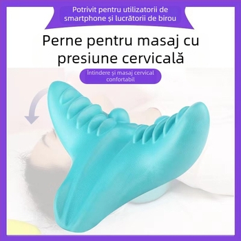Edripin Pernă de masaj a coloanei cervicale – PU material, pernă cervicală din spumă D, masaj de întindere a gâtului, presiune asupra punctelor și portabil pentru utilizare acasă