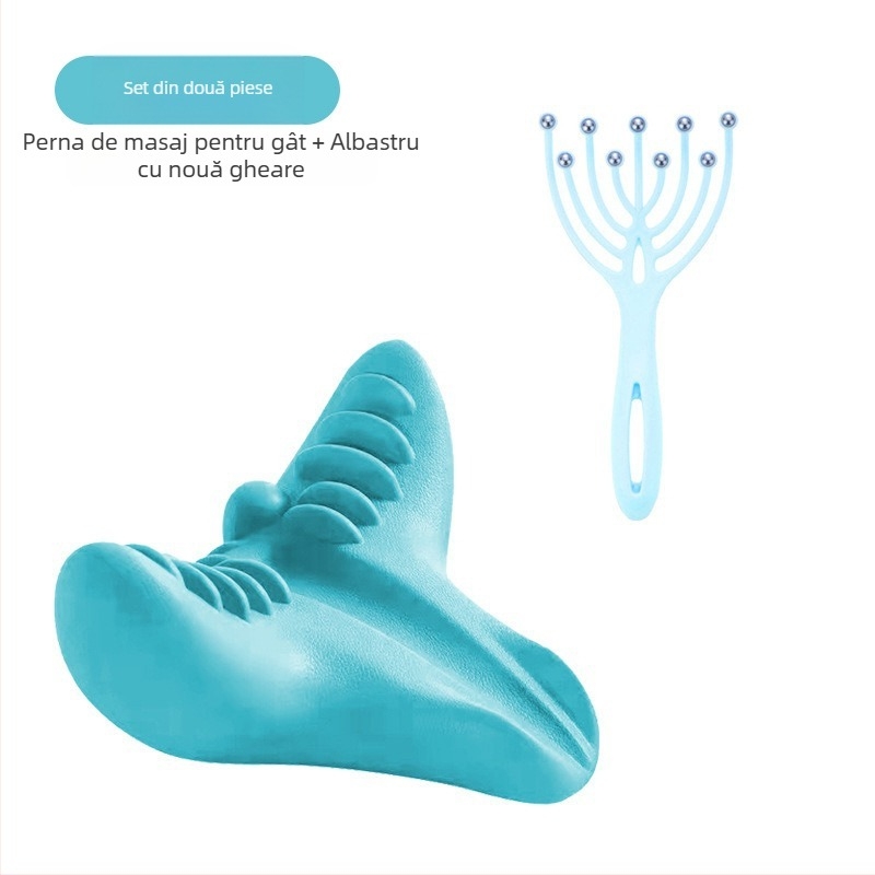 Edripin Pernă de masaj a coloanei cervicale – PU material, pernă cervicală din spumă D, masaj de întindere a gâtului, presiune asupra punctelor și portabil pentru utilizare acasă