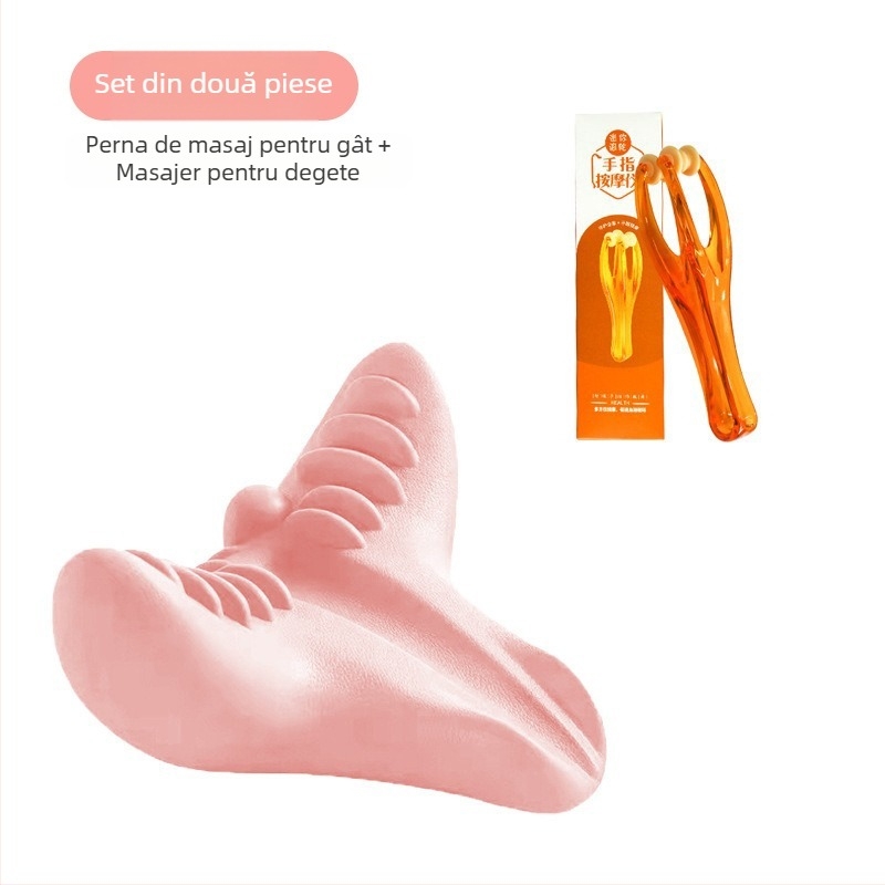 Edripin Pernă de masaj a coloanei cervicale – PU material, pernă cervicală din spumă D, masaj de întindere a gâtului, presiune asupra punctelor și portabil pentru utilizare acasă