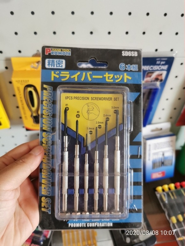 Set de instrumente pentru ceasuri, 6 piese, din oțel carbon, nemagnetic, fără izolație, diametrul șuruburilor 1.0–3.0 mm, în cutie transparentă PP