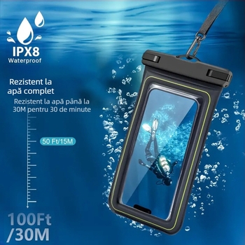 Geantă impermeabilă pentru telefon pentru activități în aer liber | Material: ABS+PVC+burete • Țesătură impermeabilă • Compatibilă cu ecran tactil • Design plutitor • Brand: YFAN
