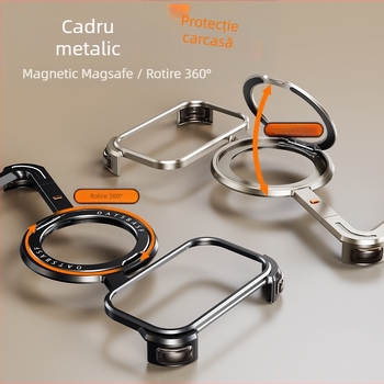 Husă pentru telefon cu cadru metalic și stand magnetic pentru Apple iPhone 17 Pro Max — prelucrat CNC, disipare căldură, rezistent la căderi, personalizabil