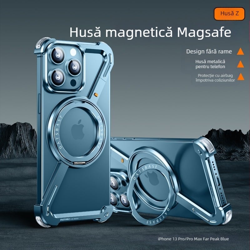 Husă pentru telefon cu cadru metalic și stand magnetic pentru Apple iPhone 17 Pro Max — prelucrat CNC, disipare căldură, rezistent la căderi, personalizabil