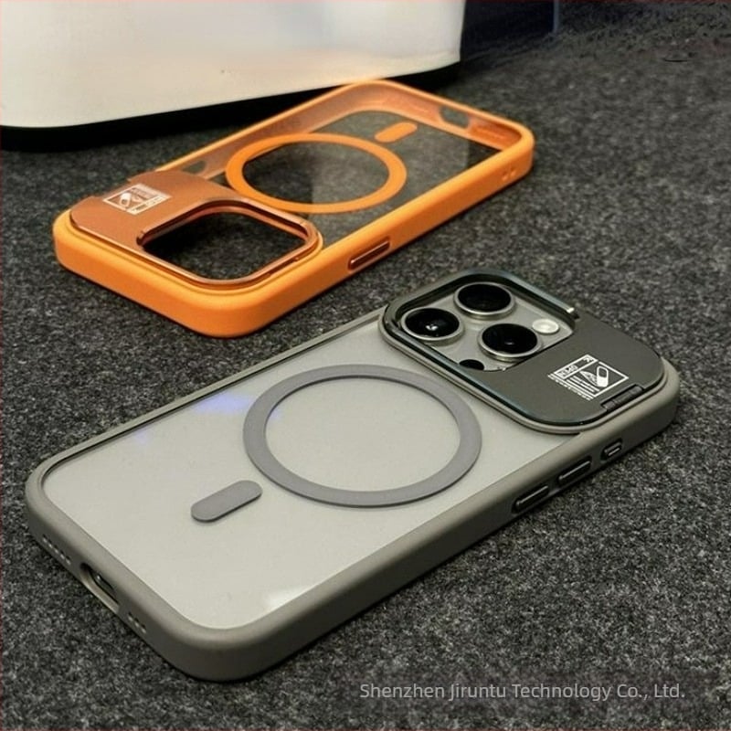 Husă pentru iPhone 14 Pro Max cu suport pliabil și atașament MagSafe, material PC, protecție împotriva șocurilor, antiamprentă