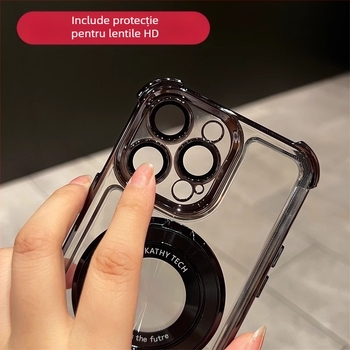 Carcasă pentru iPhone cu suport magnetic, protecție antișoc la colțuri, acrilic electroplatinat pentru iPhone 11–14 Pro/Max