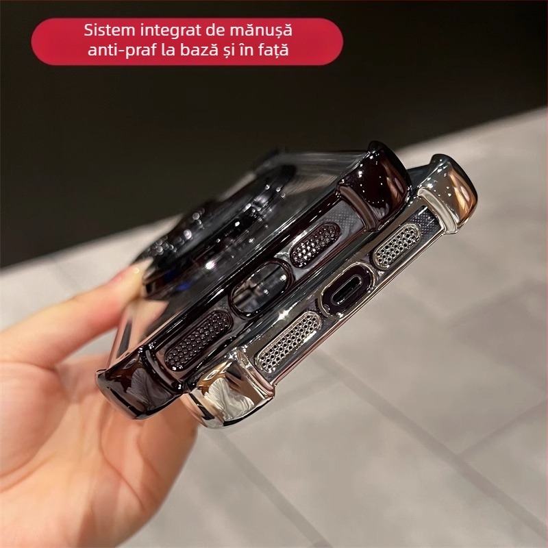 Carcasă pentru iPhone cu suport magnetic, protecție antișoc la colțuri, acrilic electroplatinat pentru iPhone 11–14 Pro/Max