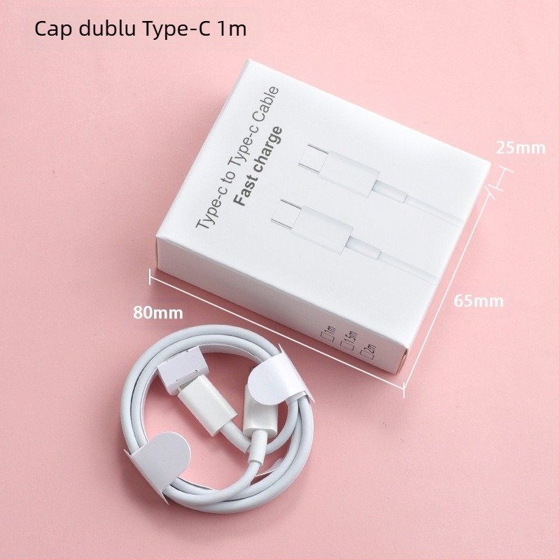 Cablu USB-C pentru încărcare rapidă pentru iPhone 15, USB-C la USB-C, 1–2 m, cablu de date USB-C