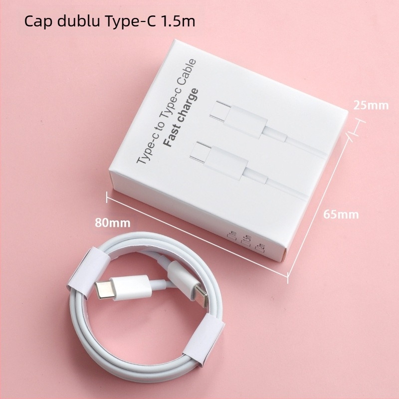 Cablu USB-C pentru încărcare rapidă pentru iPhone 15, USB-C la USB-C, 1–2 m, cablu de date USB-C