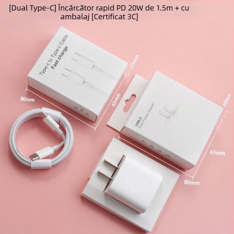 Cablu USB-C pentru încărcare rapidă pentru iPhone 15, USB-C la USB-C, 1–2 m, cablu de date USB-C