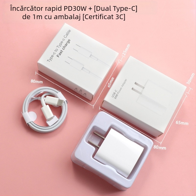 Cablu USB-C pentru încărcare rapidă pentru iPhone 15, USB-C la USB-C, 1–2 m, cablu de date USB-C