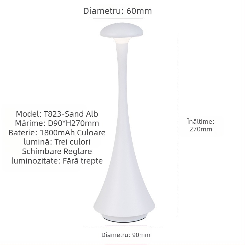 Lampa de ambient pentru noptieră, suport metalic, stil modern minimalist, model T823, tensiune ≤36V