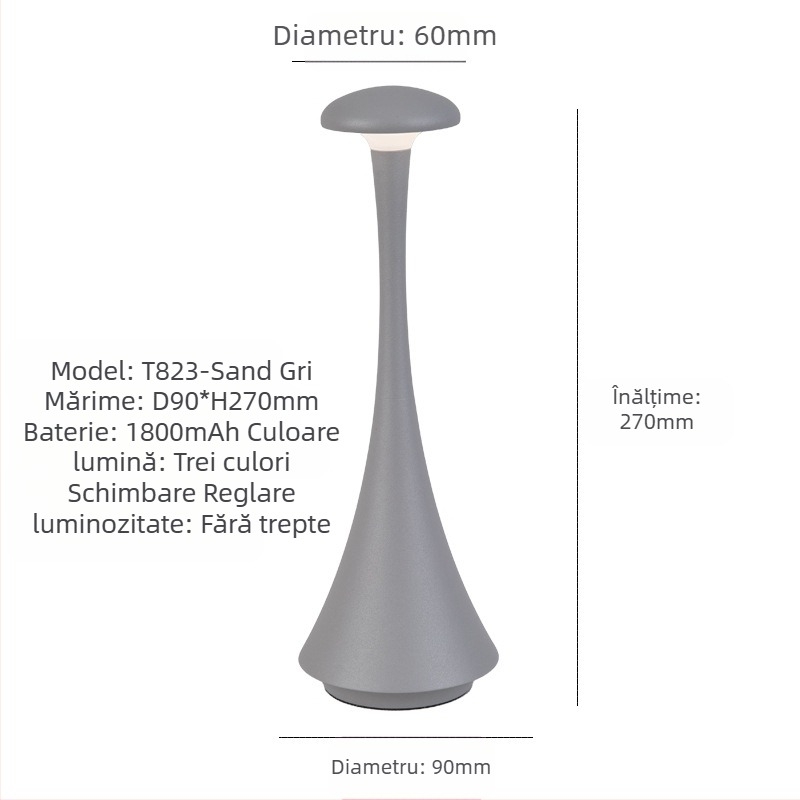 Lampa de ambient pentru noptieră, suport metalic, stil modern minimalist, model T823, tensiune ≤36V