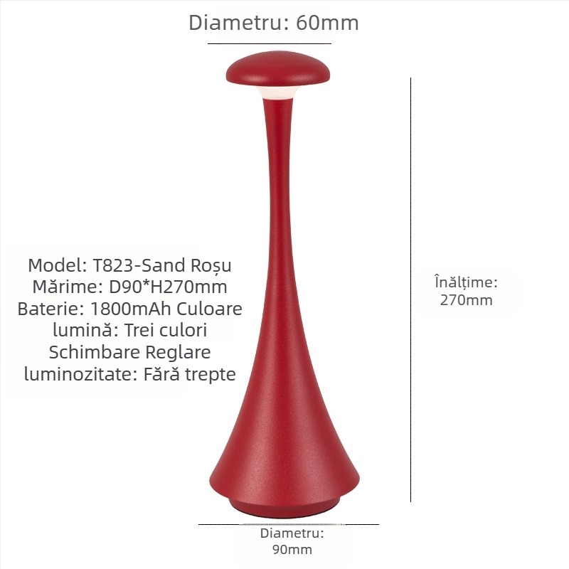 Lampa de ambient pentru noptieră, suport metalic, stil modern minimalist, model T823, tensiune ≤36V