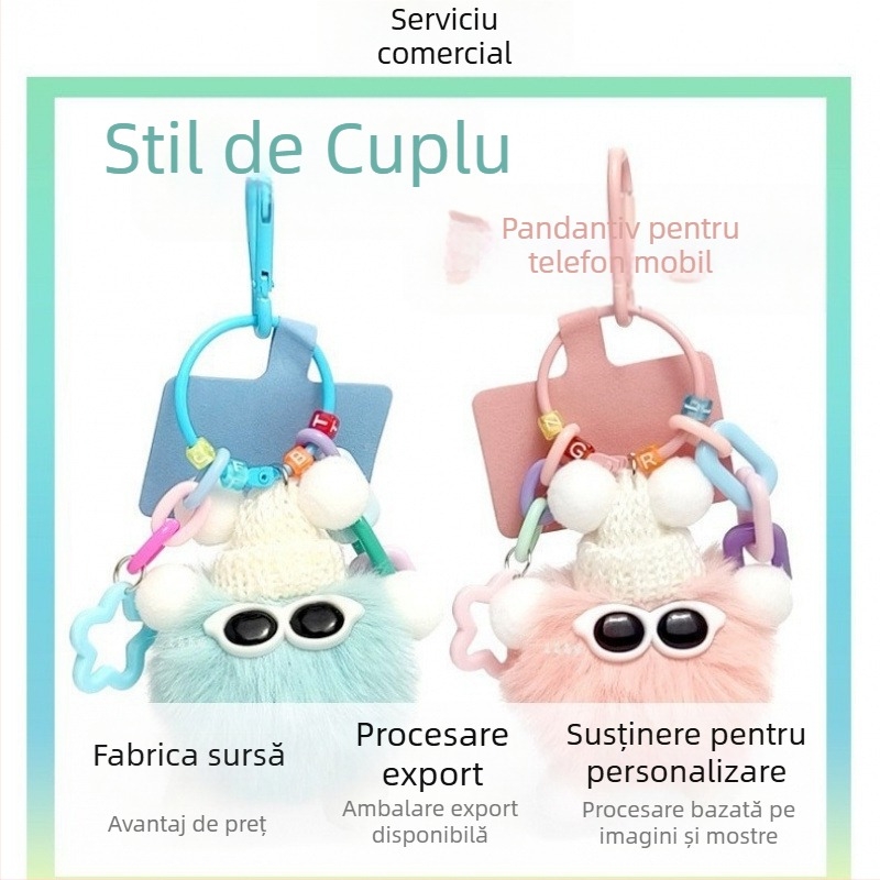 Pandantiv plușat cu elf – accesoriu drăguț, breloc pentru telefon și geantă, cadou potrivit