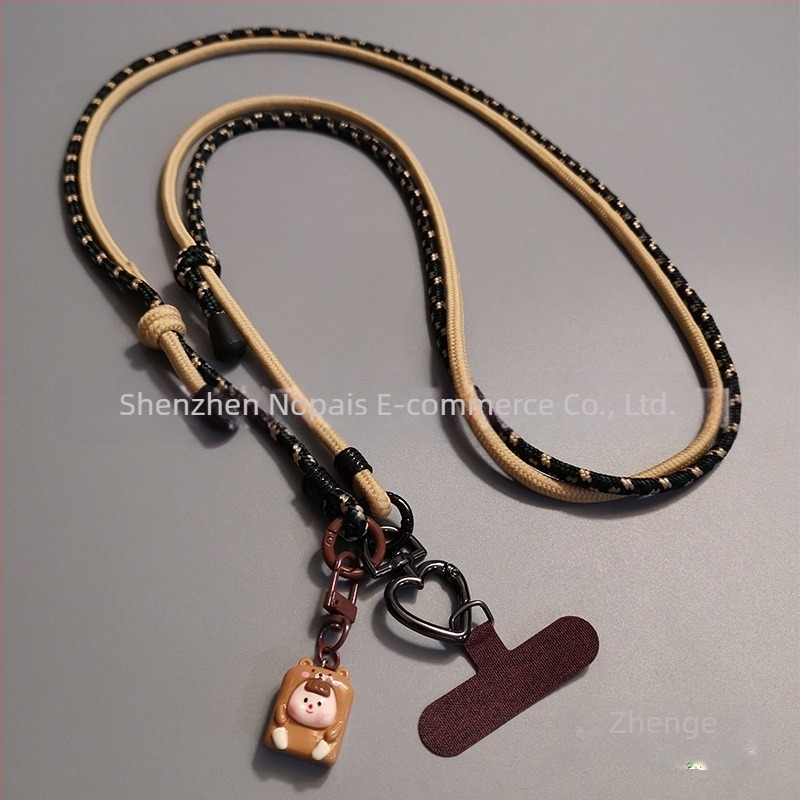 Lanyard pentru telefon mobil - Nylon, lucrat manual, unisex, pandantiv inclus
