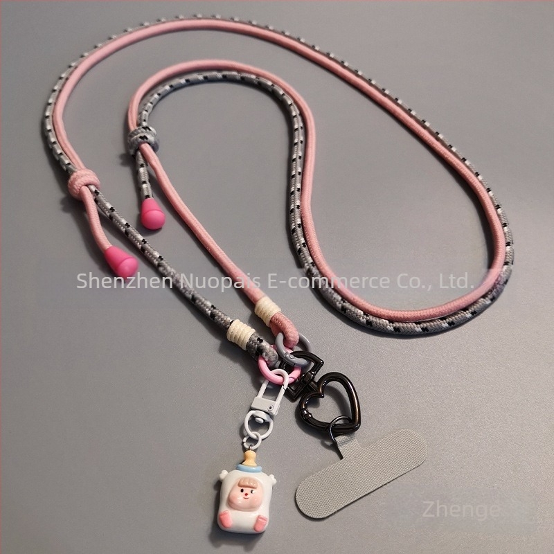 Lanyard pentru telefon mobil - Nylon, lucrat manual, unisex, pandantiv inclus