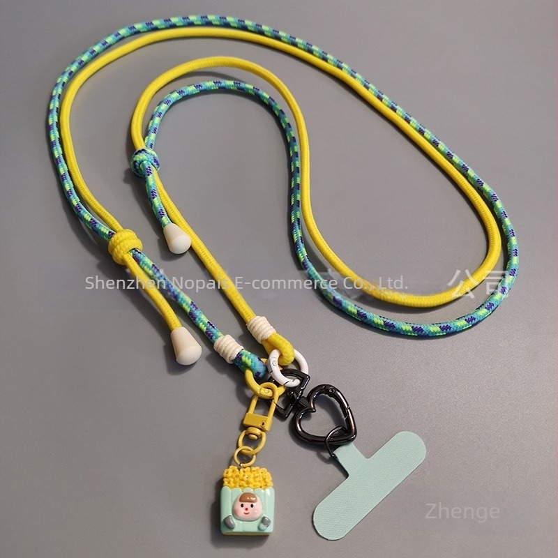 Lanyard pentru telefon mobil - Nylon, lucrat manual, unisex, pandantiv inclus
