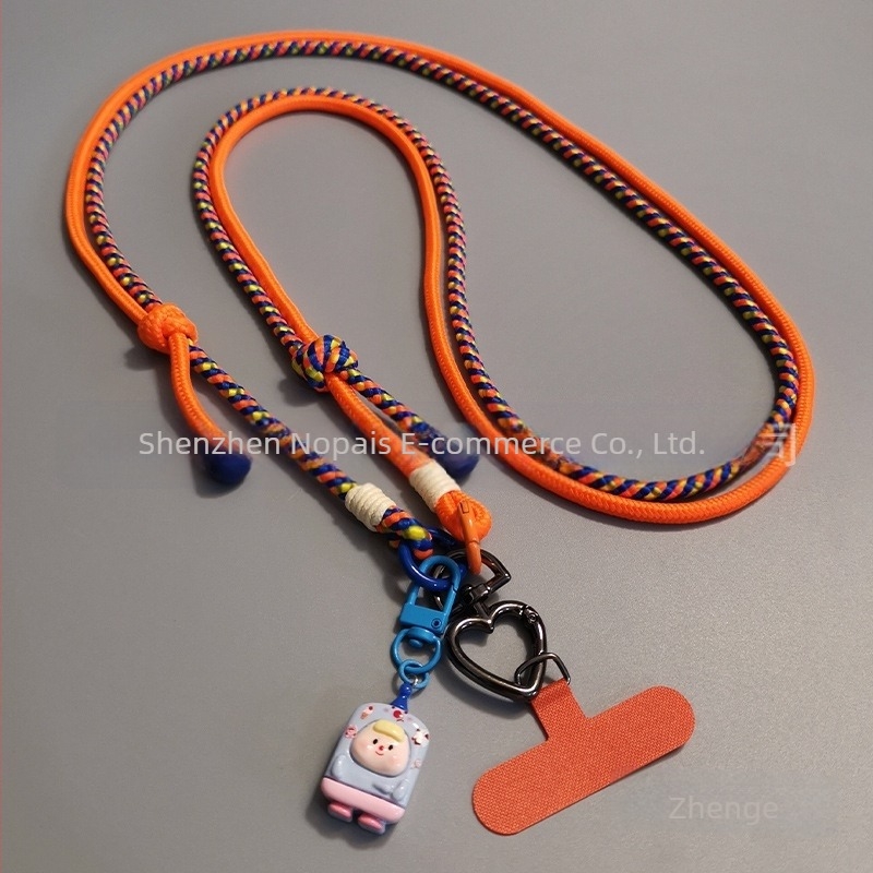 Lanyard pentru telefon mobil - Nylon, lucrat manual, unisex, pandantiv inclus