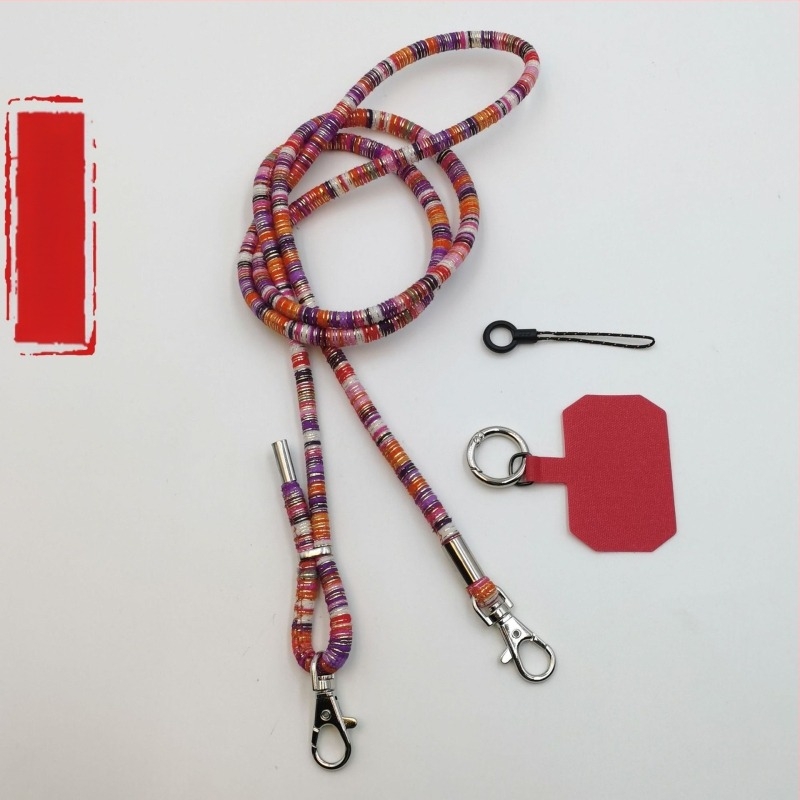 Lanyard pentru telefon mobil cu sfoară în stil etnic și cataramă metalică – lucrat manual, unisex, stiluri personalizabile