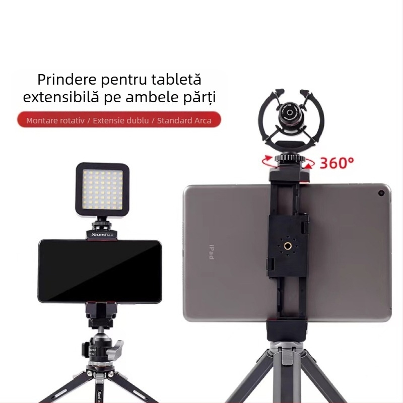 Clip pentru tabletă și telefon mobil pentru suport de streaming live și trepied foto – XJ15 clip metal pentru tabletă, XJ8 clip din aluminiu pentru telefon