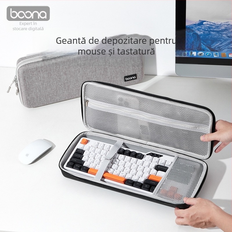Sac de depozitare pentru mouse și tastatură din EVA, protecție la șocuri, model BN-F039, încărcare max. 3 kg, cusut