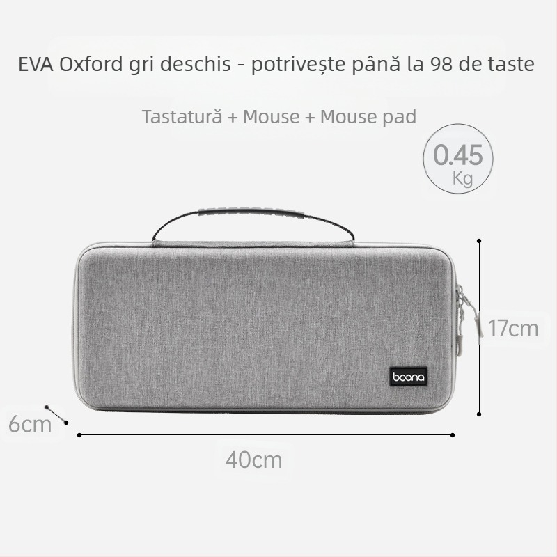 Sac de depozitare pentru mouse și tastatură din EVA, protecție la șocuri, model BN-F039, încărcare max. 3 kg, cusut