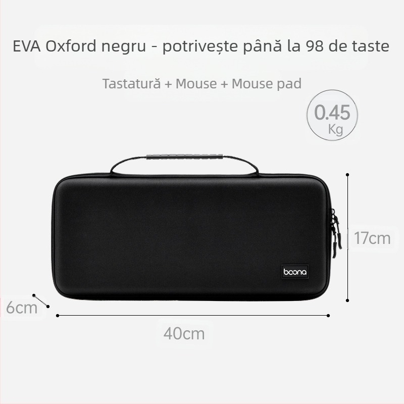 Sac de depozitare pentru mouse și tastatură din EVA, protecție la șocuri, model BN-F039, încărcare max. 3 kg, cusut