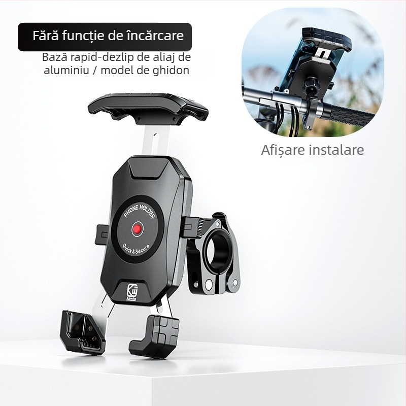 Kewigkewig Suport de telefon cu încărcare wireless pentru motocicletă și bicicletă electrică — corp din aliaj, suport pentru navigație