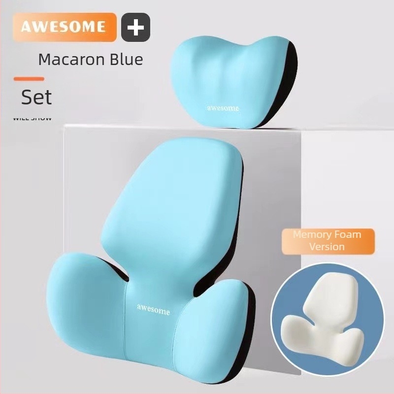 Perne auto pentru cap și suport lombar – umplutură cu spumă cu memorie, exterior din fibre sintetice, model alfanumeric, all-season