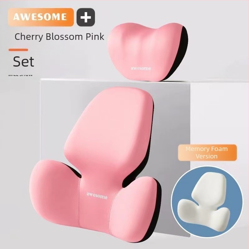 Perne auto pentru cap și suport lombar – umplutură cu spumă cu memorie, exterior din fibre sintetice, model alfanumeric, all-season