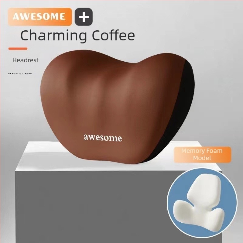 Perne auto pentru cap și suport lombar – umplutură cu spumă cu memorie, exterior din fibre sintetice, model alfanumeric, all-season