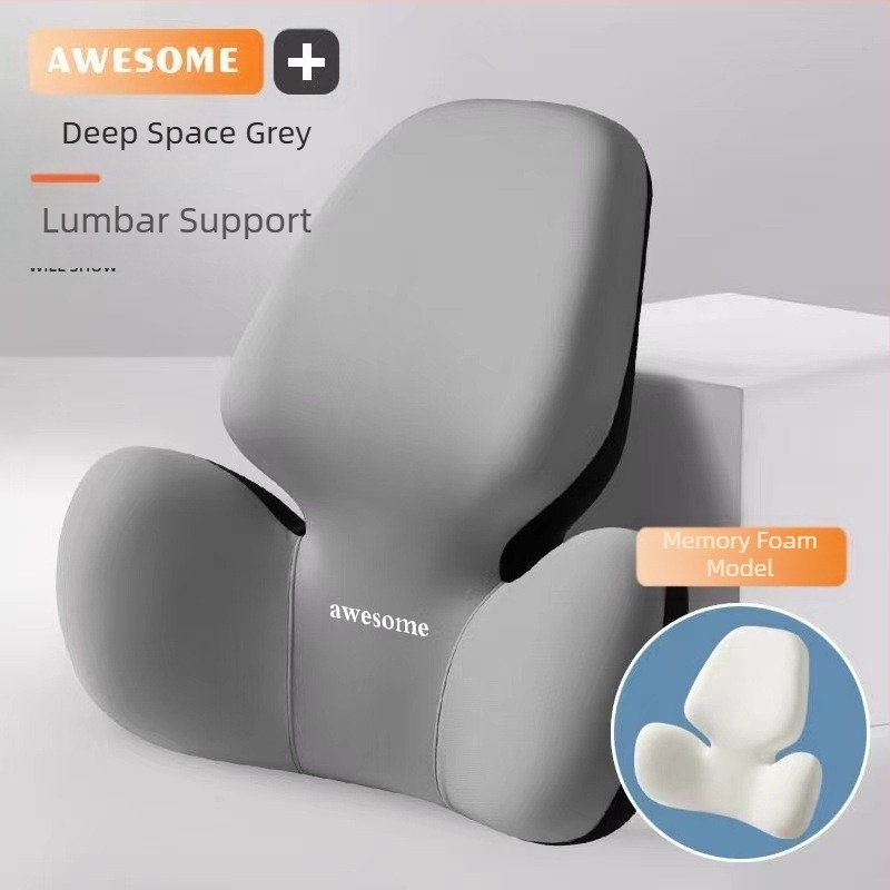 Perne auto pentru cap și suport lombar – umplutură cu spumă cu memorie, exterior din fibre sintetice, model alfanumeric, all-season