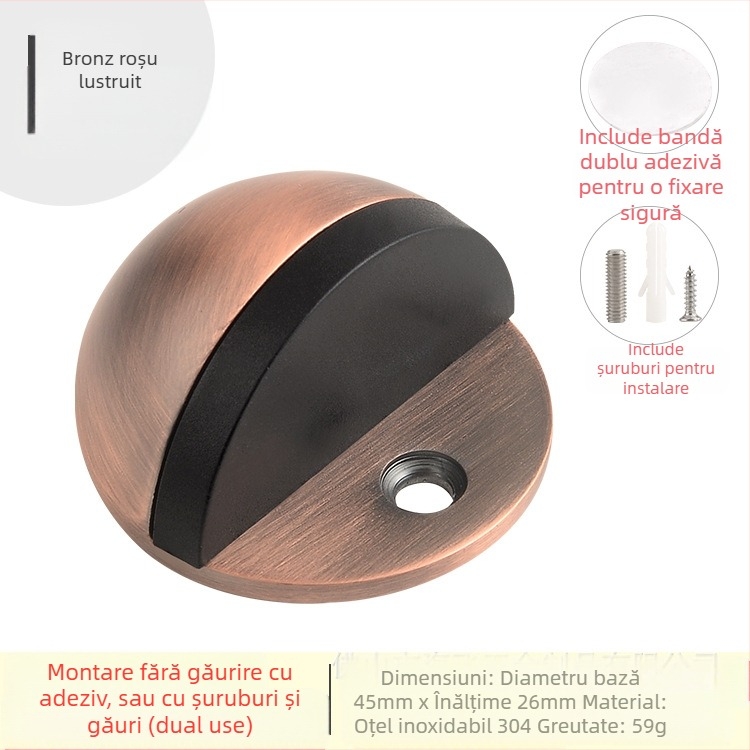 Stopper de ușă Topnike TNMX212 — Oțel inoxidabil, montaj pe podea, stil modern minimalist