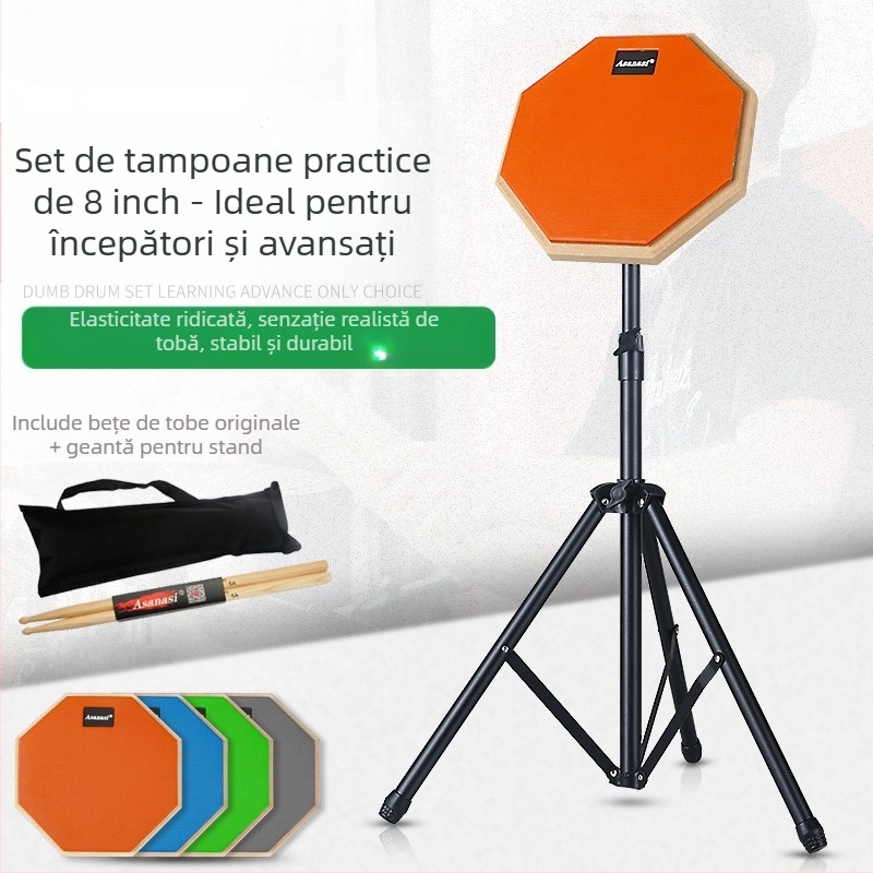 Set de plăci de practică pentru tobe, 8 inch, pentru începători, cu suport robust (Categoria produsului: Altele; Material: Altele; Model: Altele; Ambalaj: Altele; Origine: Altele)