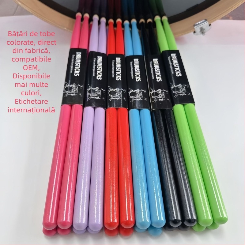 Bețe de tobe din arțar, model 5A/7A, ambalaj cu suport pentru carduri, JK brand